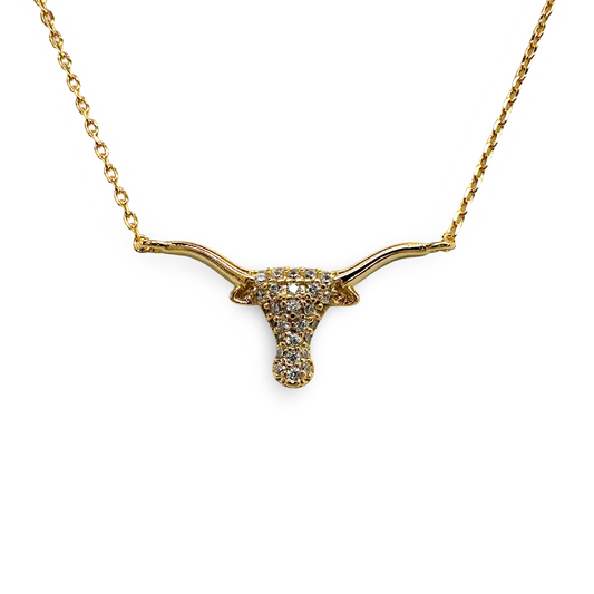 Wide Pave CZ Steerhead Necklace