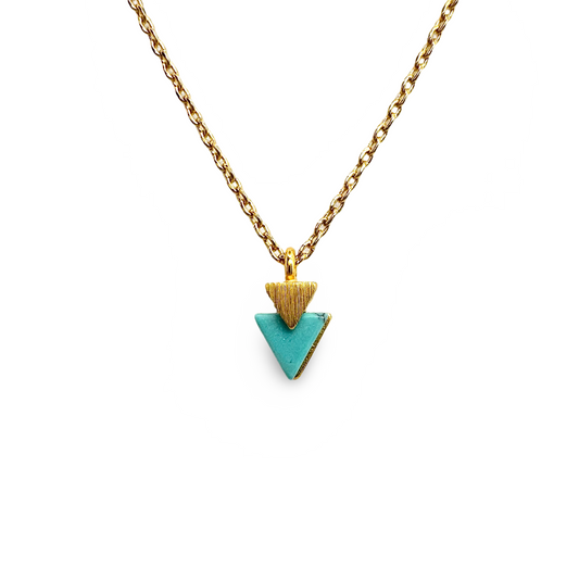 Half Satin Double Semiprecious Triangle Necklace