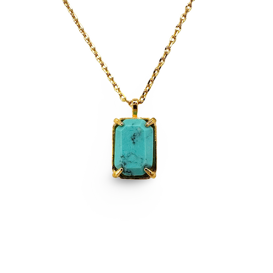 Rectangle Semiprecious Prong Festoon Necklace