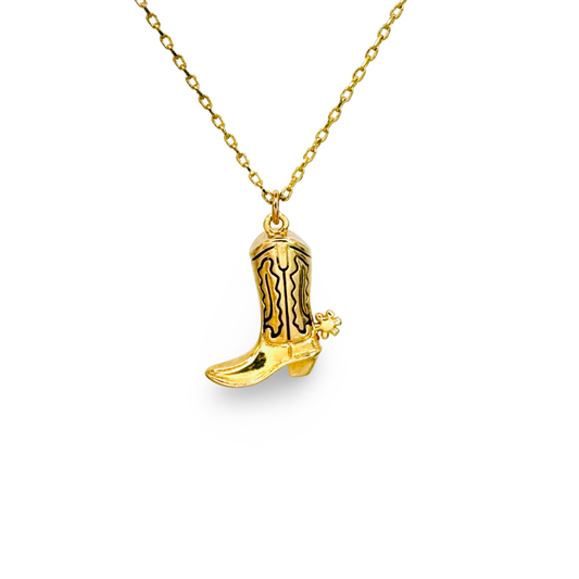 Pattern Detail Boot with Spur Necklace