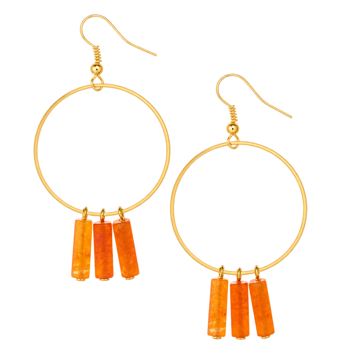 Semiprecious Circle Outline Hoop Sway Earring