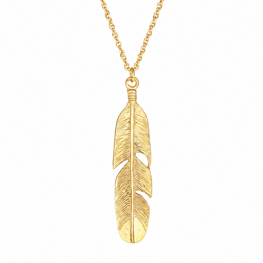 Large Feather French Rope Chain Necklace