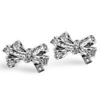 CZ Pave Baguette Cluster Bow Stud Earrings