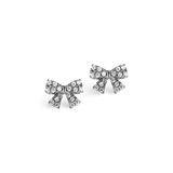 Sterling Silver Post Small Pave Bow Stud Earrings