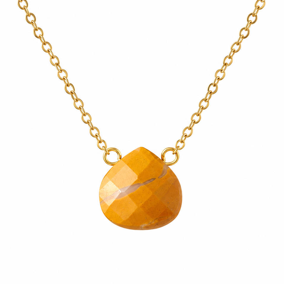 Yellow Mookaite Faceted Teardrop Festoon Necklace