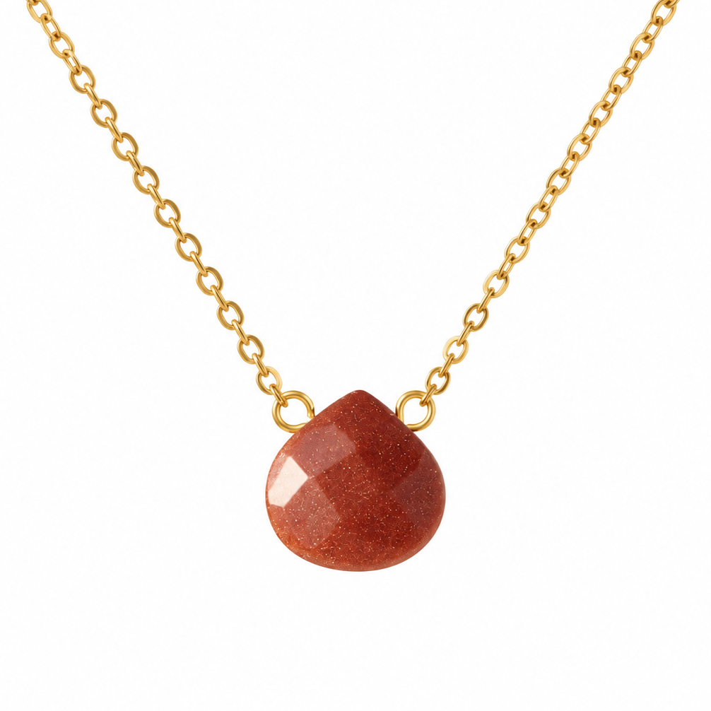 Goldstone Faceted Teardrop Festoon Necklace