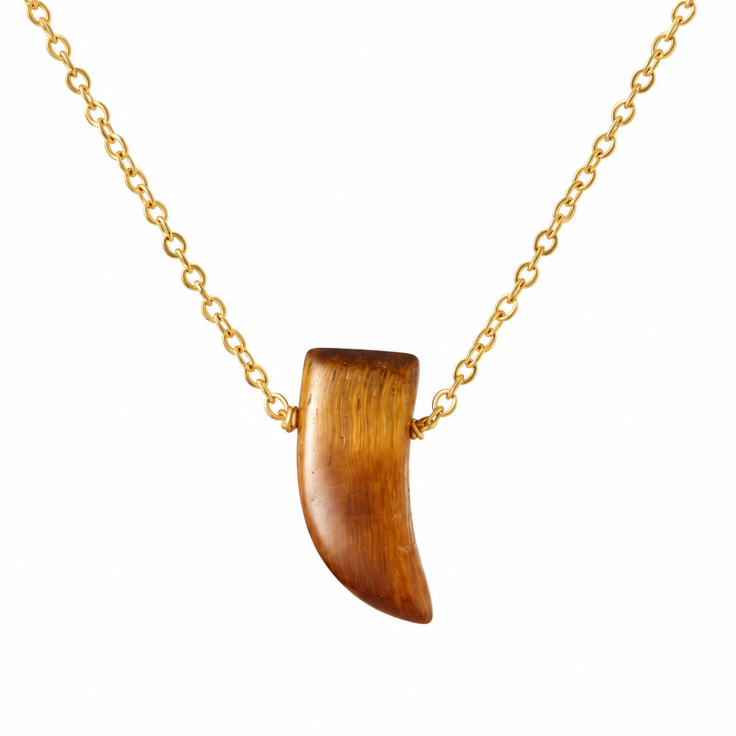 Tiger Eye Mini Horn Festoon Necklace