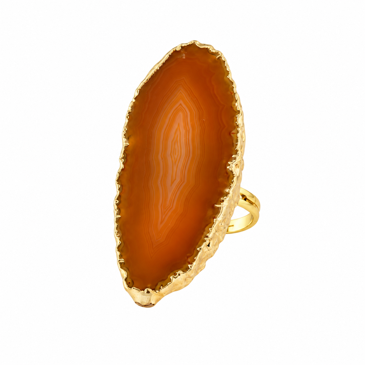 Natural Tone Gilded Edge Brazilian Agate Ring