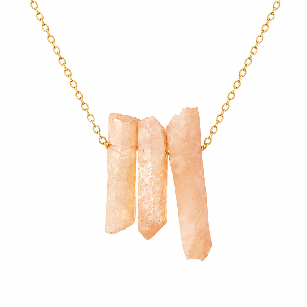 Champagne Quartz Trio Festoon Necklace