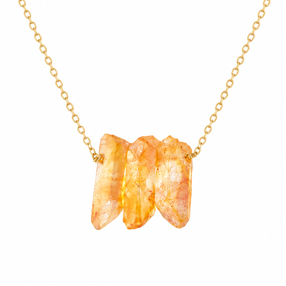 Amber Quartz Trio Festoon Necklace