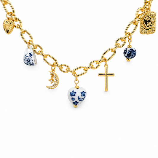 Heart & Teacup Chinoiserie Charm Necklace — approved Hearts collection luxury white background product photo