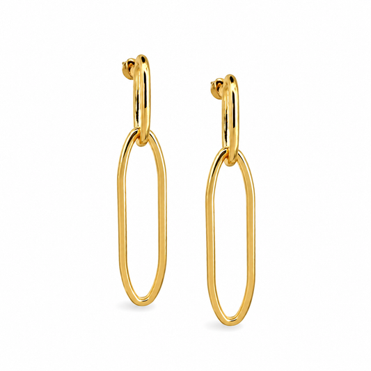 Organic Double Oval Elongated Drop Earring