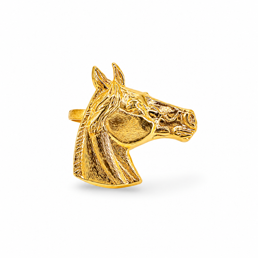 Small Horsehead Ring — approved Western Gold shiny gold product photo — small-horsehead-ring-gold