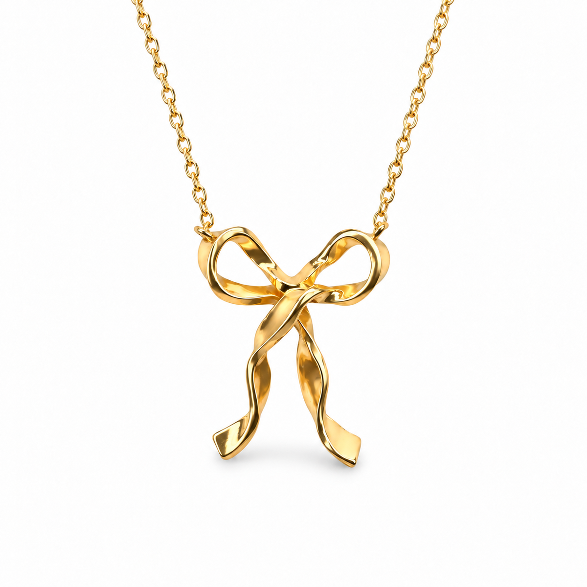 Wavy Bow Gloss Festoon Necklace — luxury white background product photo