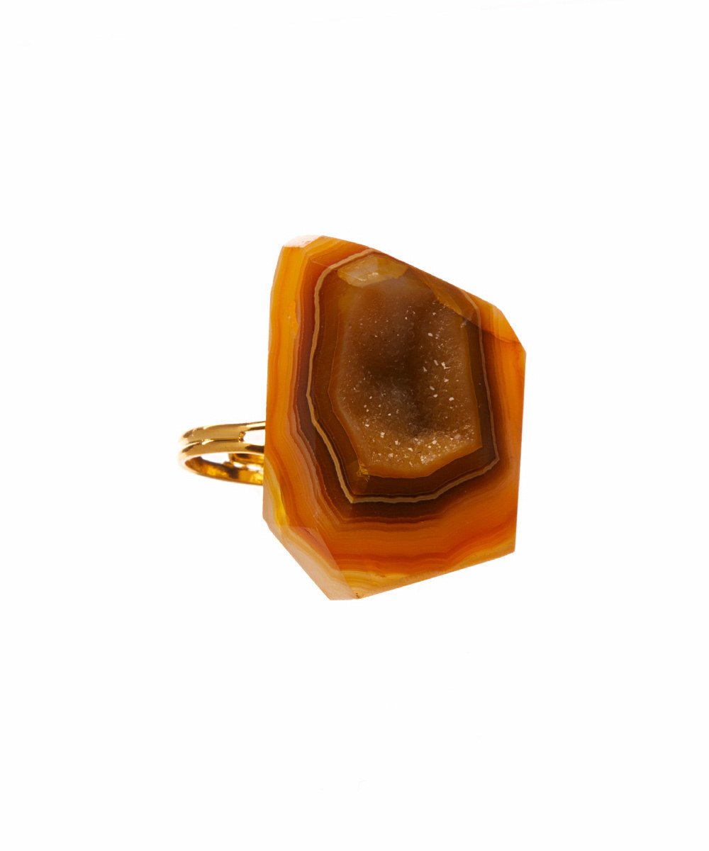 Butterscotch Organic Agate Drusy Ring