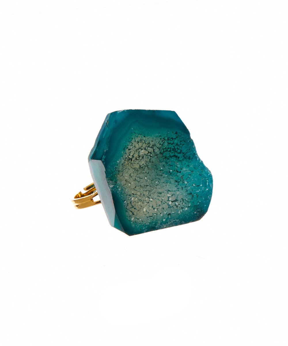 Tortoise Organic Agate Drusy Ring