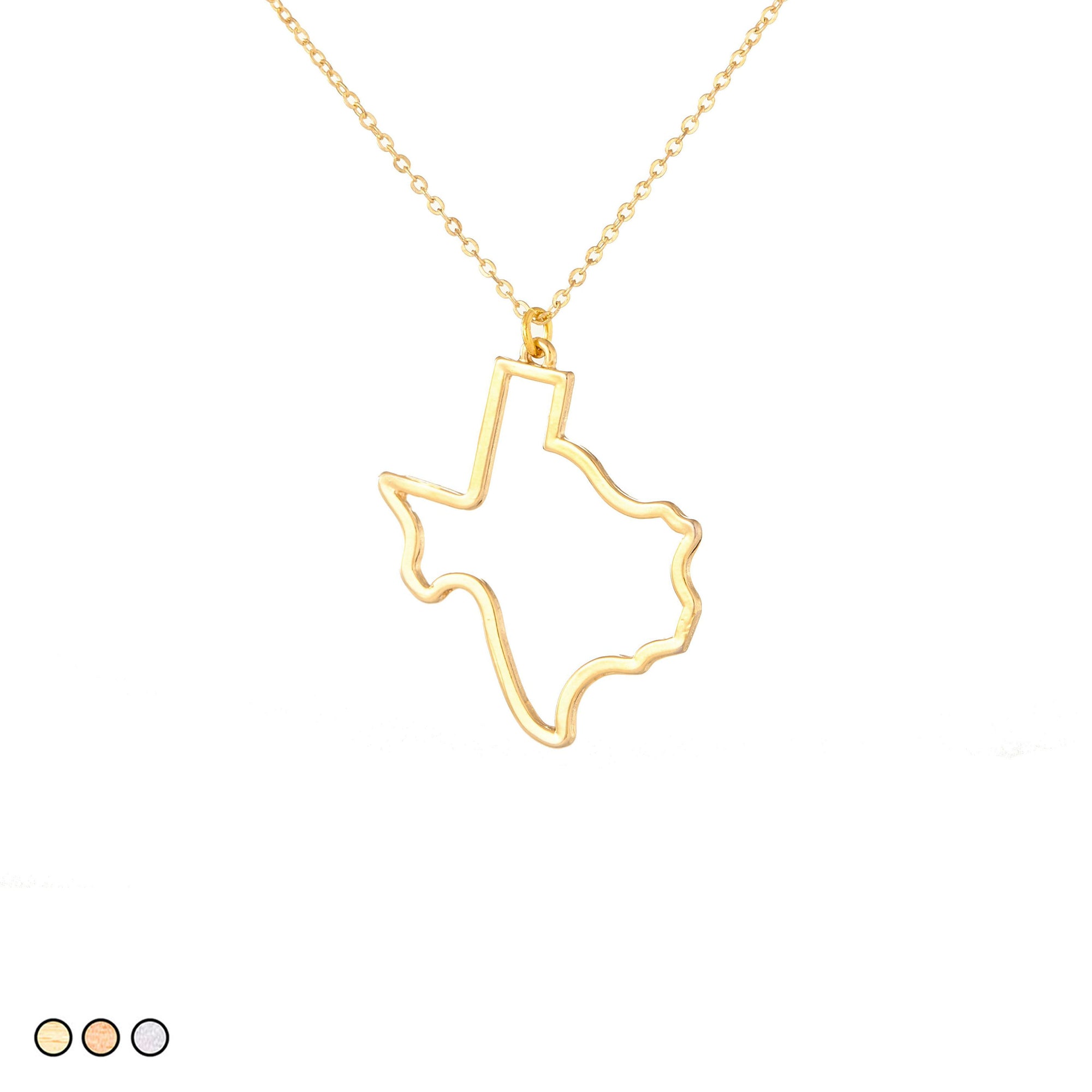 Texas State Outline Necklace (Gold, Rose Gold, Silver)