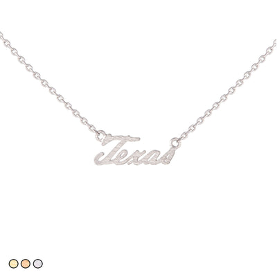Texas Script Necklace (Gold, Rose Gold, Silver)