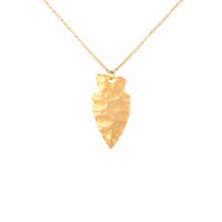Large Hammered Gold Arrowhead Necklace