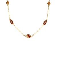 Bezeled Agate Long Station Necklace