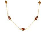 Bezeled Agate Long Station Necklace