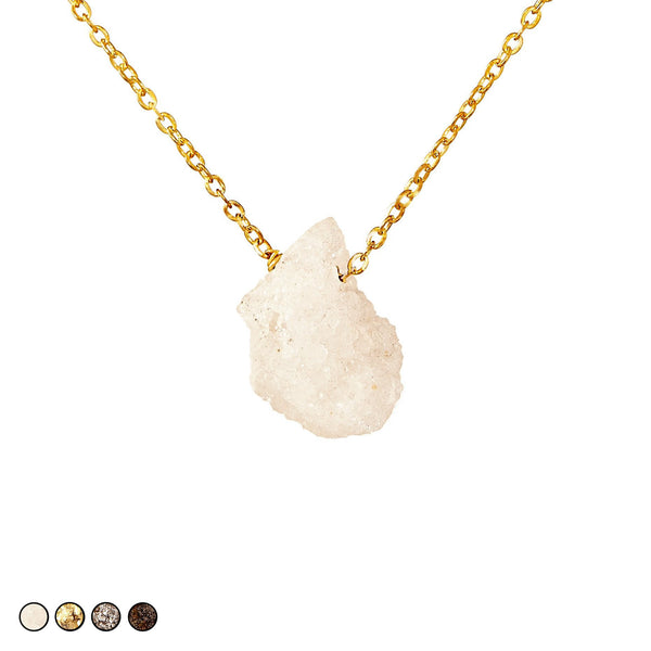 Meteorite Drusy Necklace (White)