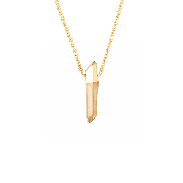 18K Gilded Golden Quartz Point Festoon Necklace
