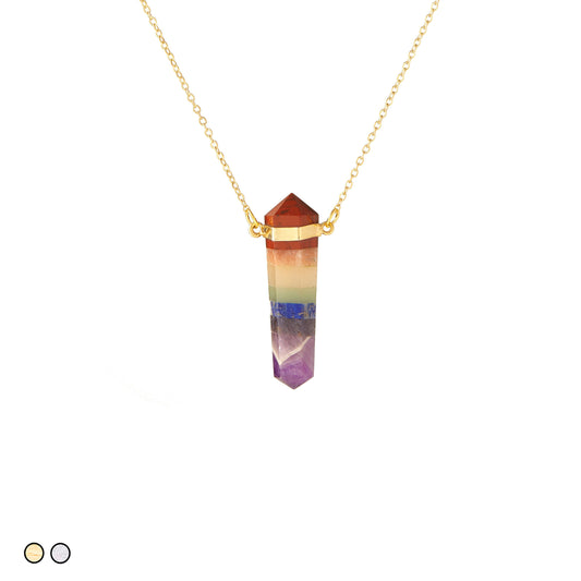 Rainbow Stone Necklace (Gold and Silver)