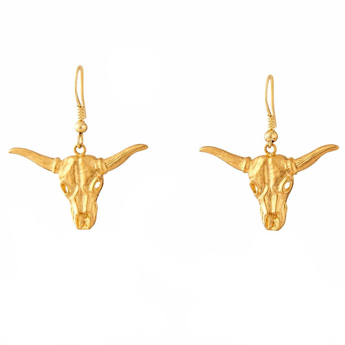Gold Steer Bull Dangle Earrings