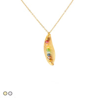 Chakra Rainbow Stones on Leaf (Gold and Silver)