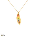 Chakra Rainbow Stones on Leaf (Gold and Silver)