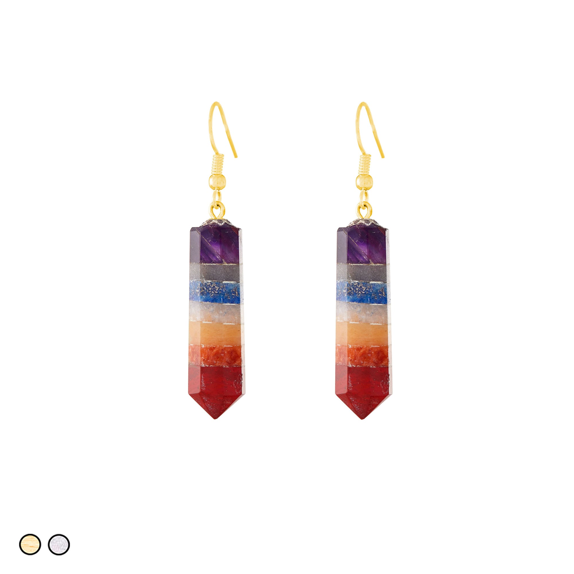 Chakras Crystal Earrings (Gold and Silver)
