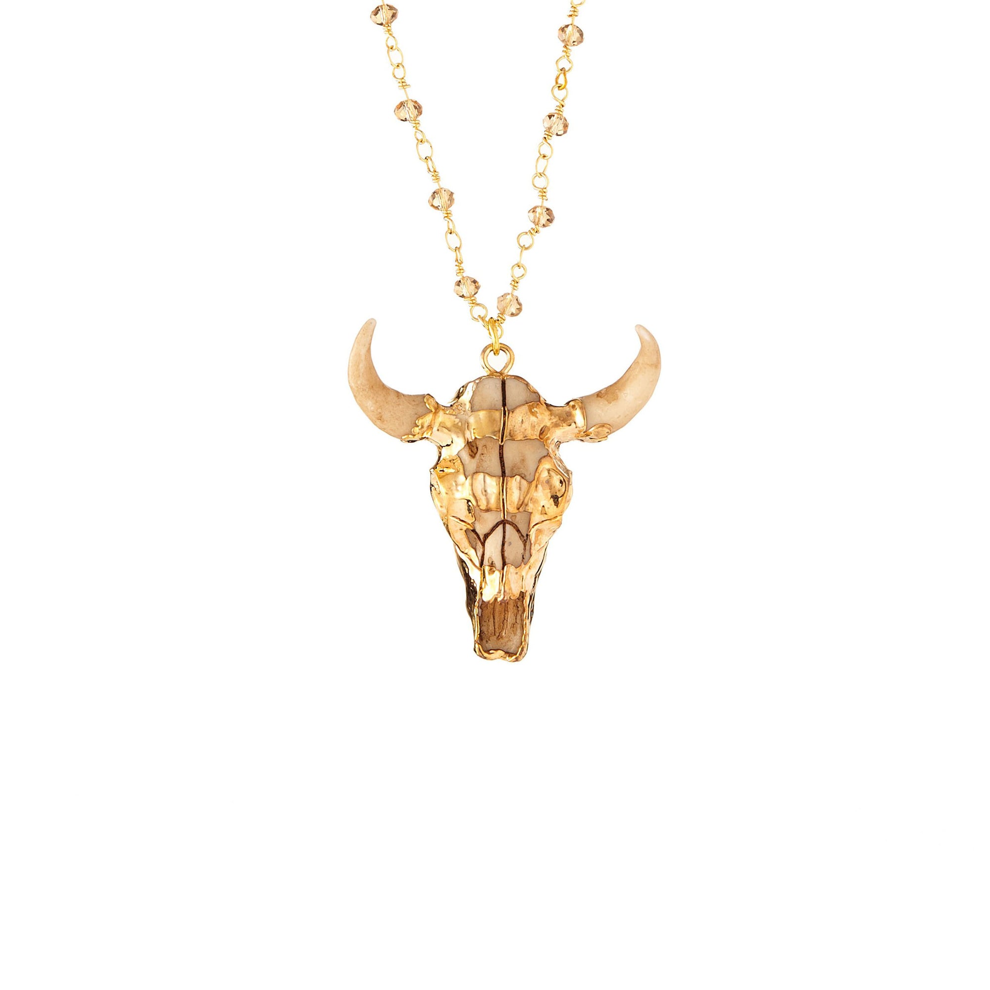 18K Gilded Bull Skull Necklace