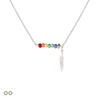 Chakra Rainbow Stones with Feather (Gold and Silver)