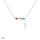 Chakra Rainbow Stones with Feather (Gold and Silver)