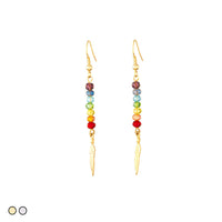 Chakras Crystals with Feather Earring (Gold and Silver)