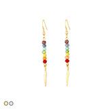 Chakras Crystals with Feather Earring (Gold and Silver)