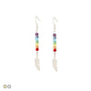 Chakras Crystals with Feather Earring (Gold and Silver)