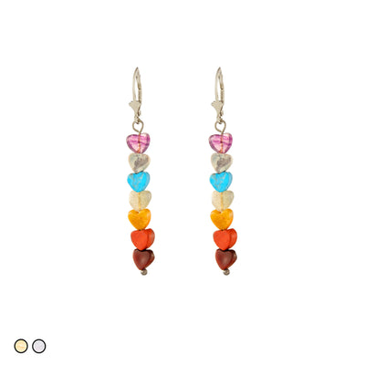 Heart Chakras Crystal Earrings (Gold and Silver)