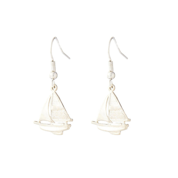 Silver Sailboat Earring