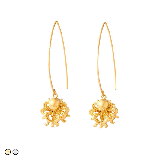 Octopus Drop Earring (Silver and Gold)