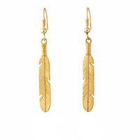 Feather Gold Dangle Earrings