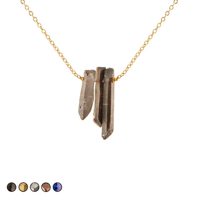 Three Agate Shards Necklace (Gold)