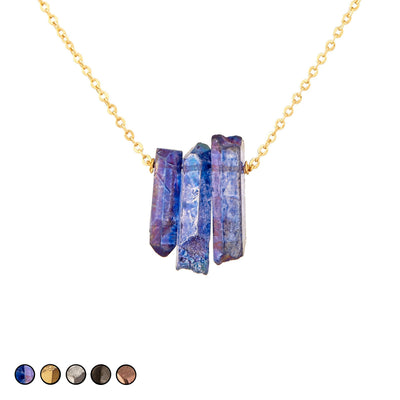 Three Agate Shards Necklace (Navy)
