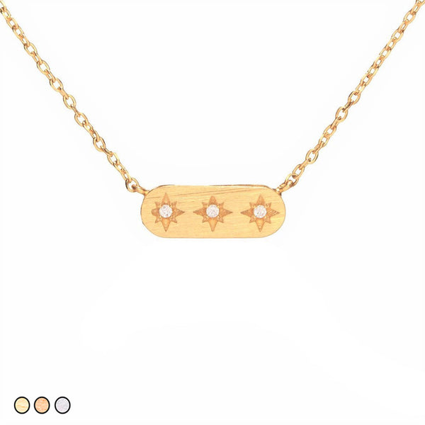 Pave Star Bar (Silver, Gold, Rose Gold)