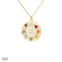 Mandala with Chakra Rainbow Stones (Gold and Silver)