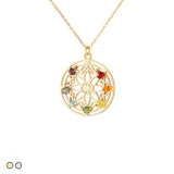 Mandala with Chakra Rainbow Stones (Gold and Silver)