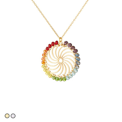 Chakra Spiral with Rainbow Stones (Gold and Silver)