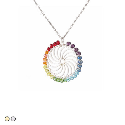 Chakra Spiral with Rainbow Stones (Gold and Silver)