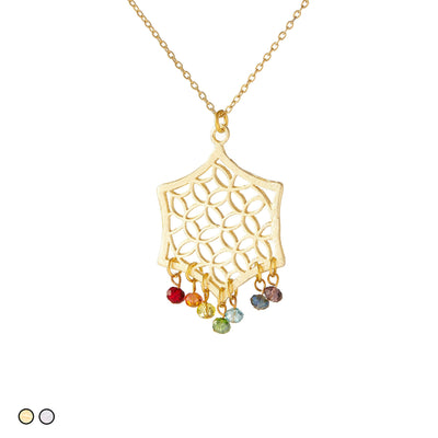 Mandala with Chakra Rainbow Stones (Gold and Silver)